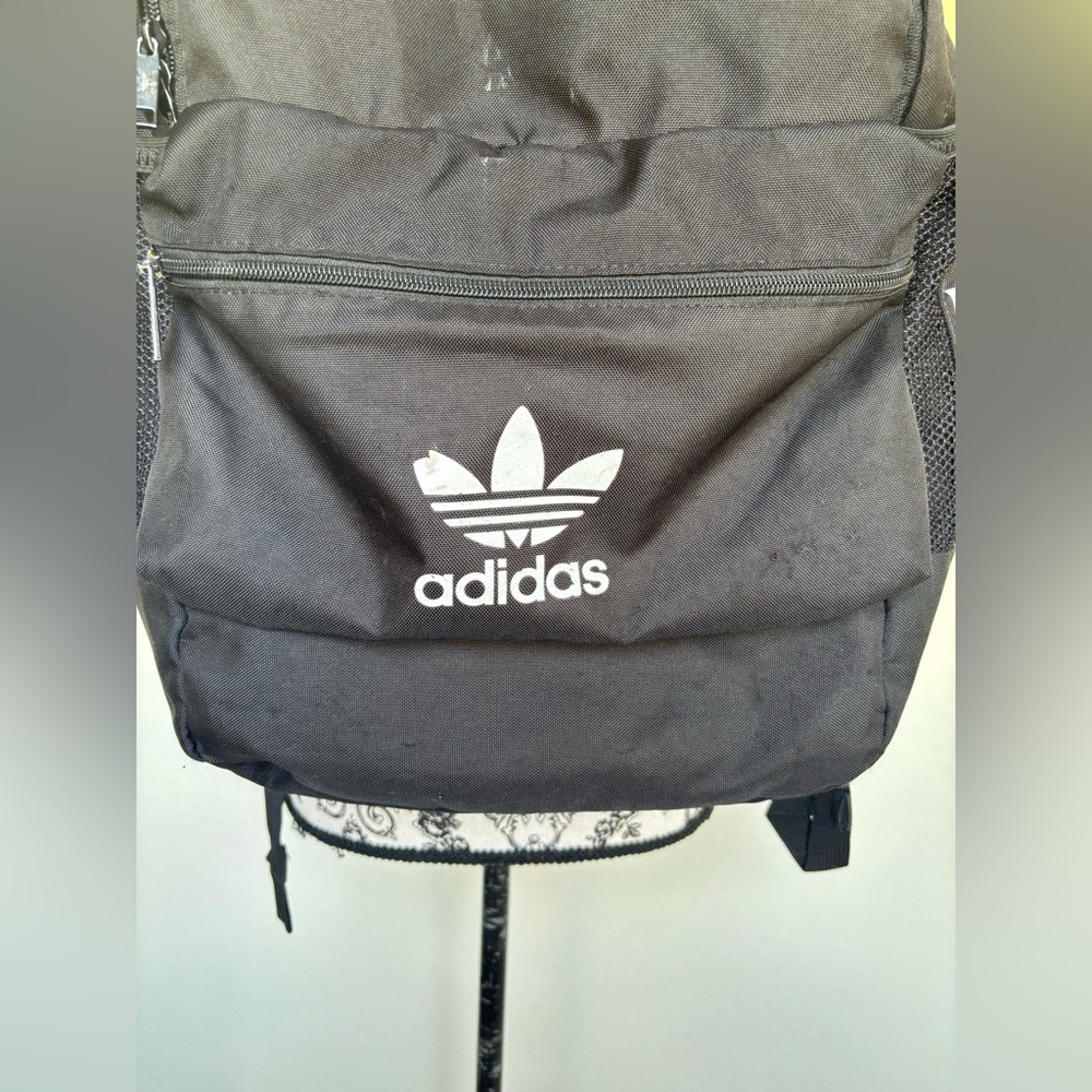 adidas Black Trefoil Logo Backpack with White Accents - Picture 2 of 13